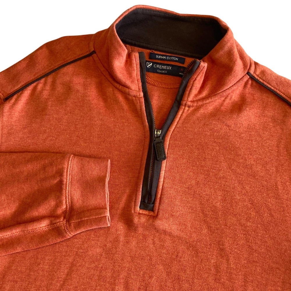 Cremieux Classics Mens Medium Supima Cotton Quarter Zip Pullover Orange Heather